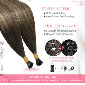 Close-up of Moresoo Itip Hair Extensions keratin-tipped ends