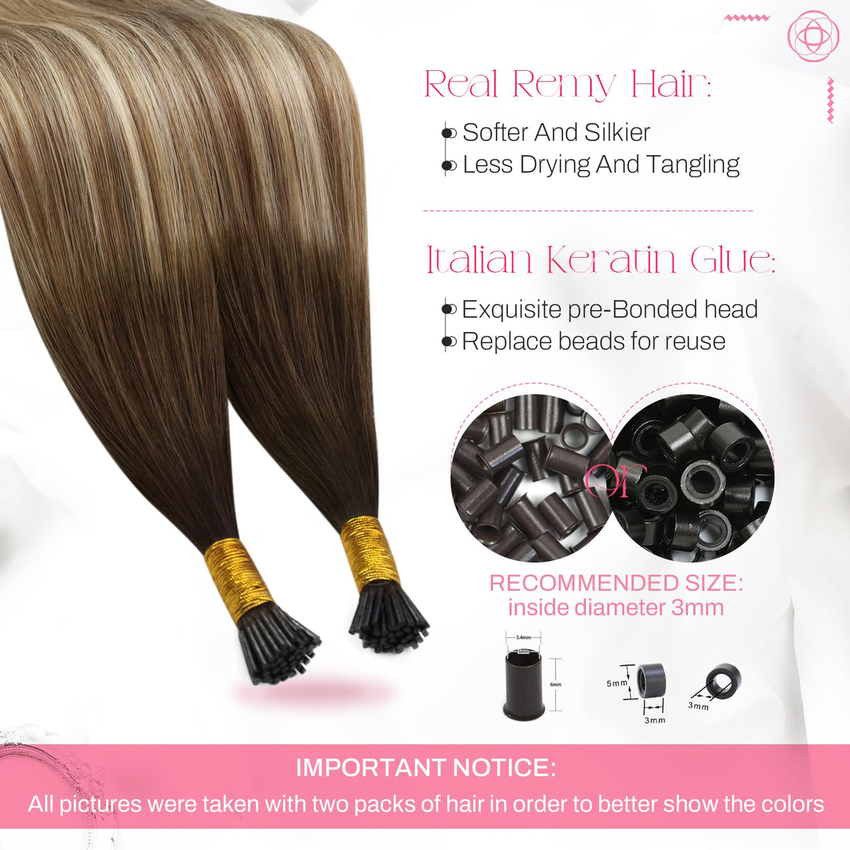 Close-up of Moresoo Itip Hair Extensions keratin-tipped ends
