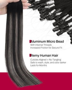 Close-up of Moresoo Micro Bead Hair Extensions strands