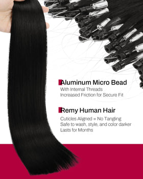 Close-up of Moresoo Micro Bead Hair Extensions strands