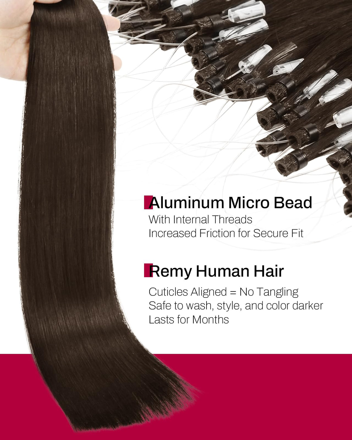 Close-up of Moresoo Micro Bead Hair Extensions texture