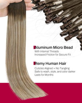 Close-up of Moresoo Microlink Hair Extensions strands