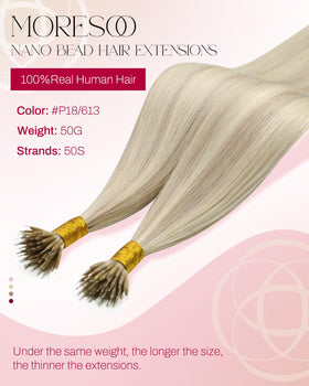 Close-up of Moresoo Nano Hair Extensions nano bead attachment