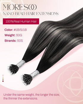 Close-up of Moresoo Nano Loop Hair Extensions nano bead attachment
