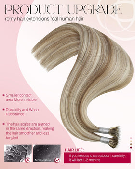 Close-up of Moresoo Nano Ring Hair Extensions nano bead attachment
