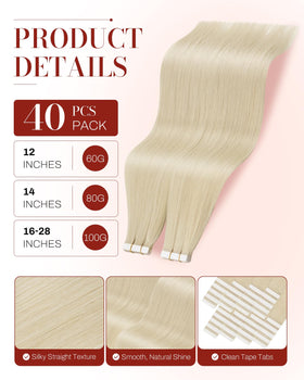 Close-up of Moresoo Tape-In Extensions showing texture