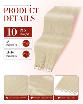 Close-up of Moresoo tape-in hair extension weft