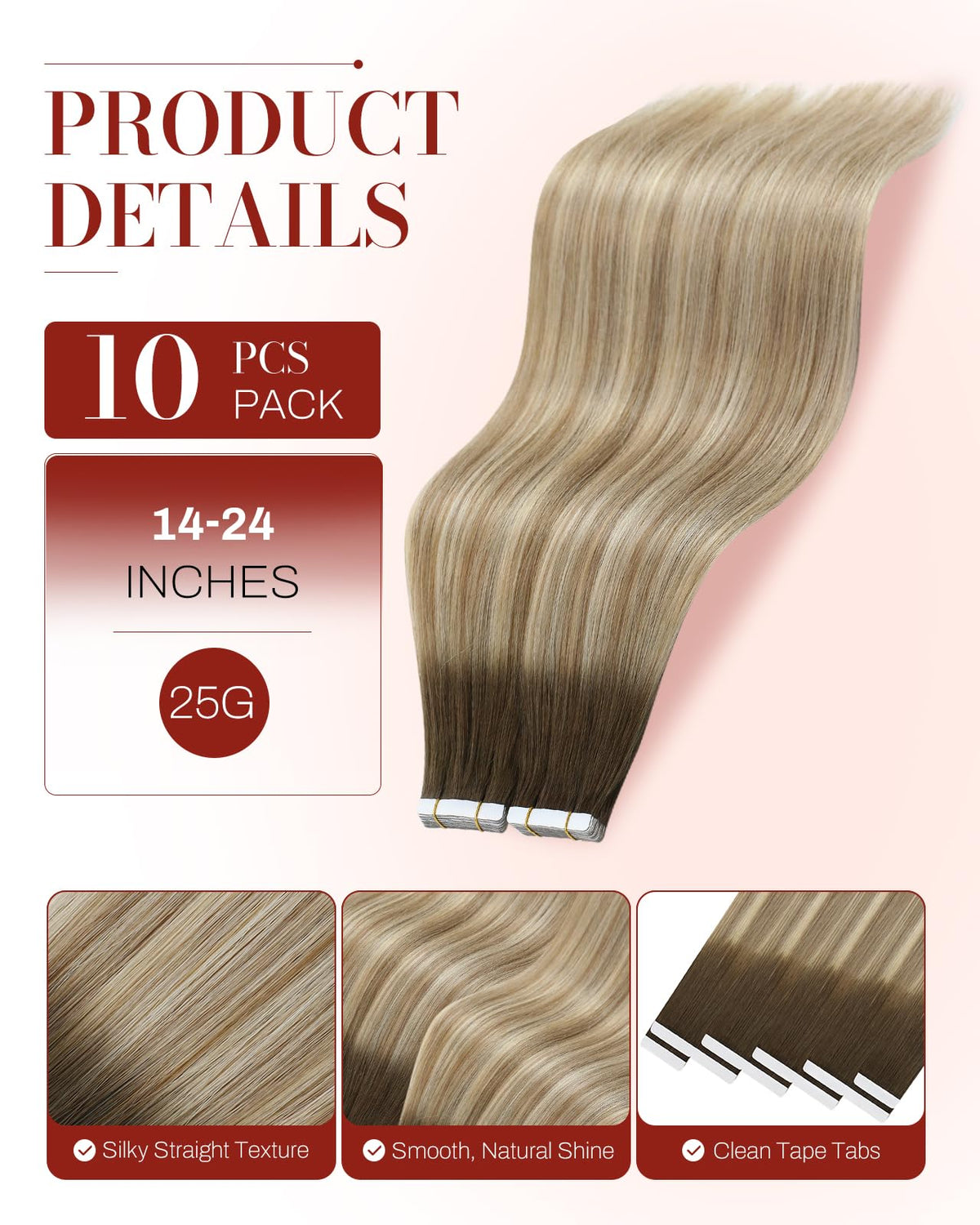 Close-up of Moresoo Tape-In Hair Extensions showing texture