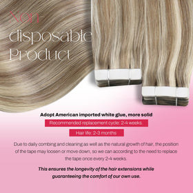 Close-up of Moresoo Tape-In Hair Extensions showing the tape