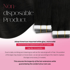 Close-up of Moresoo Tape In Hair Extensions showing the tape
