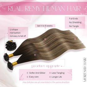 Close-up of Moresoo U Tip extensions keratin bond