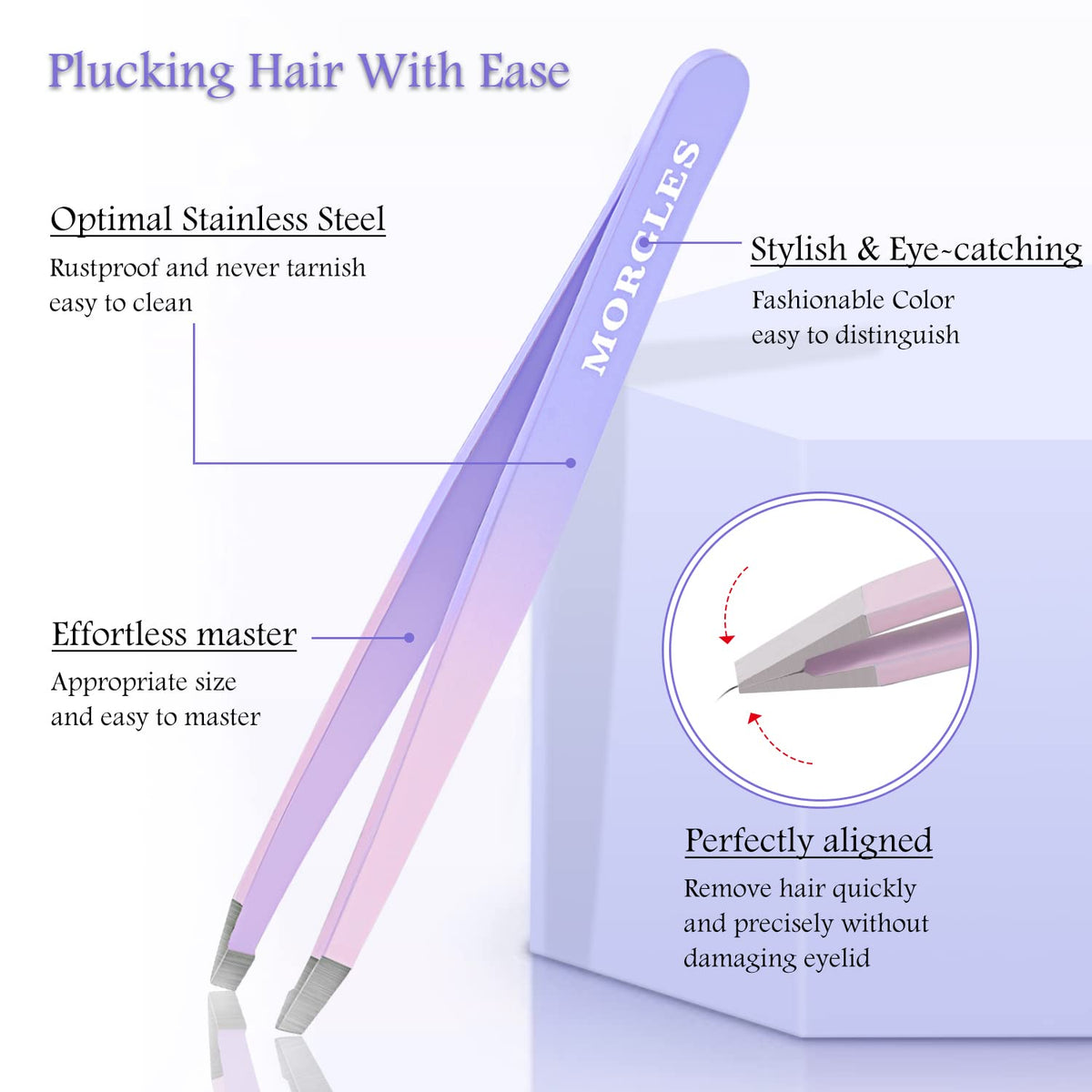 Close-up of MORGLES tweezers with precision tips