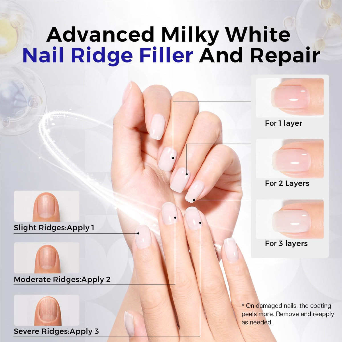 Close-up of Morovan Nail Strengthener texture on nails