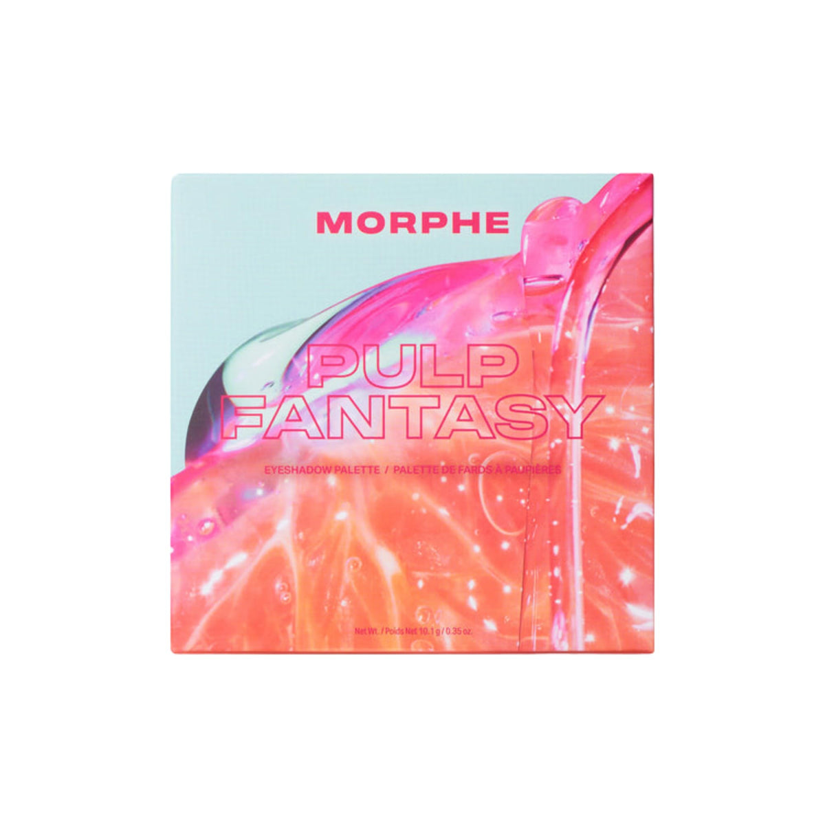 Close-up of MORPHE Pulp Fantasy Palette showing foil and matte finishes