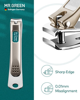 Close-up of MR.GREEN stainless steel nail clipper