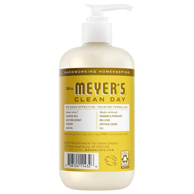 Close-up of Mrs. MEYER'S Lavender + Lemon Verbena hand soap bottle