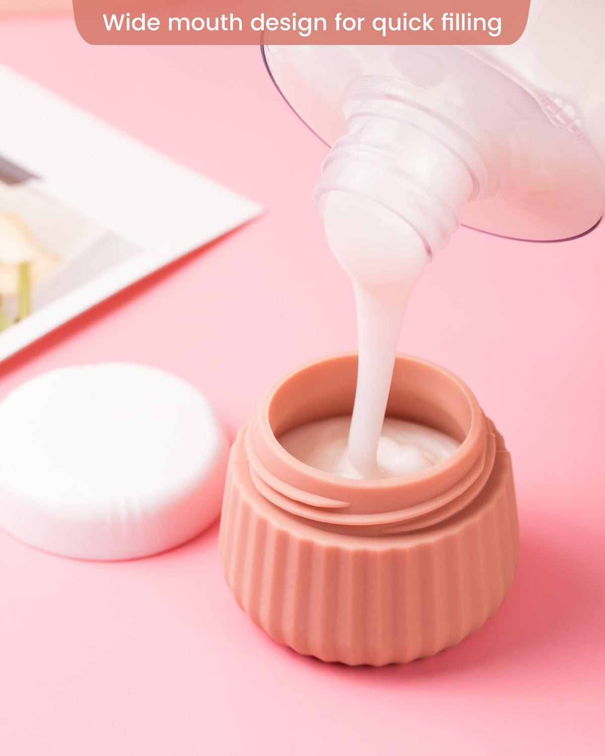 Close-up of Mrsdry silicone face cream jars in various colours