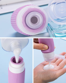 Close-up of Mrsdry silicone squeeze bottle in travel size