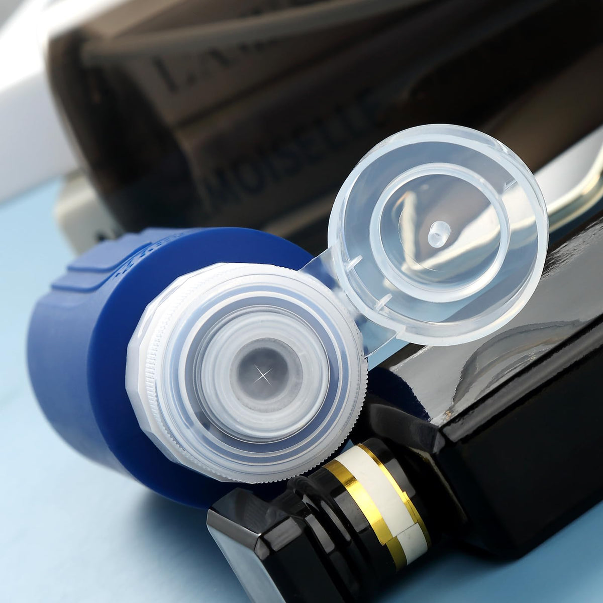 Close-up of Mrsdry silicone travel bottle's wide opening