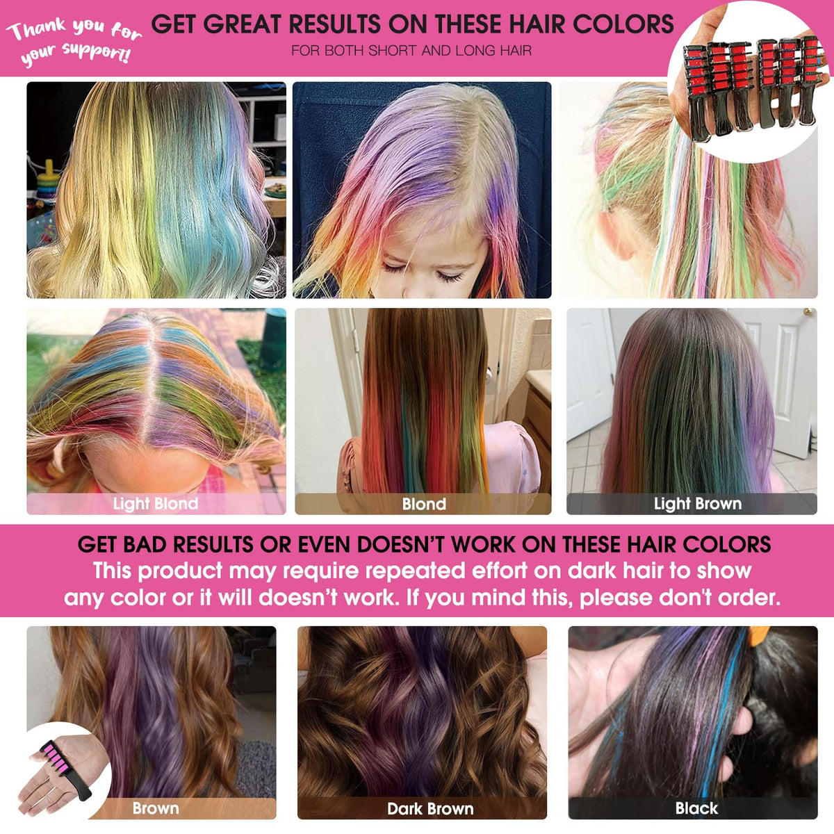 Close-up of MSDADA Hair Chalk Comb showing applicator