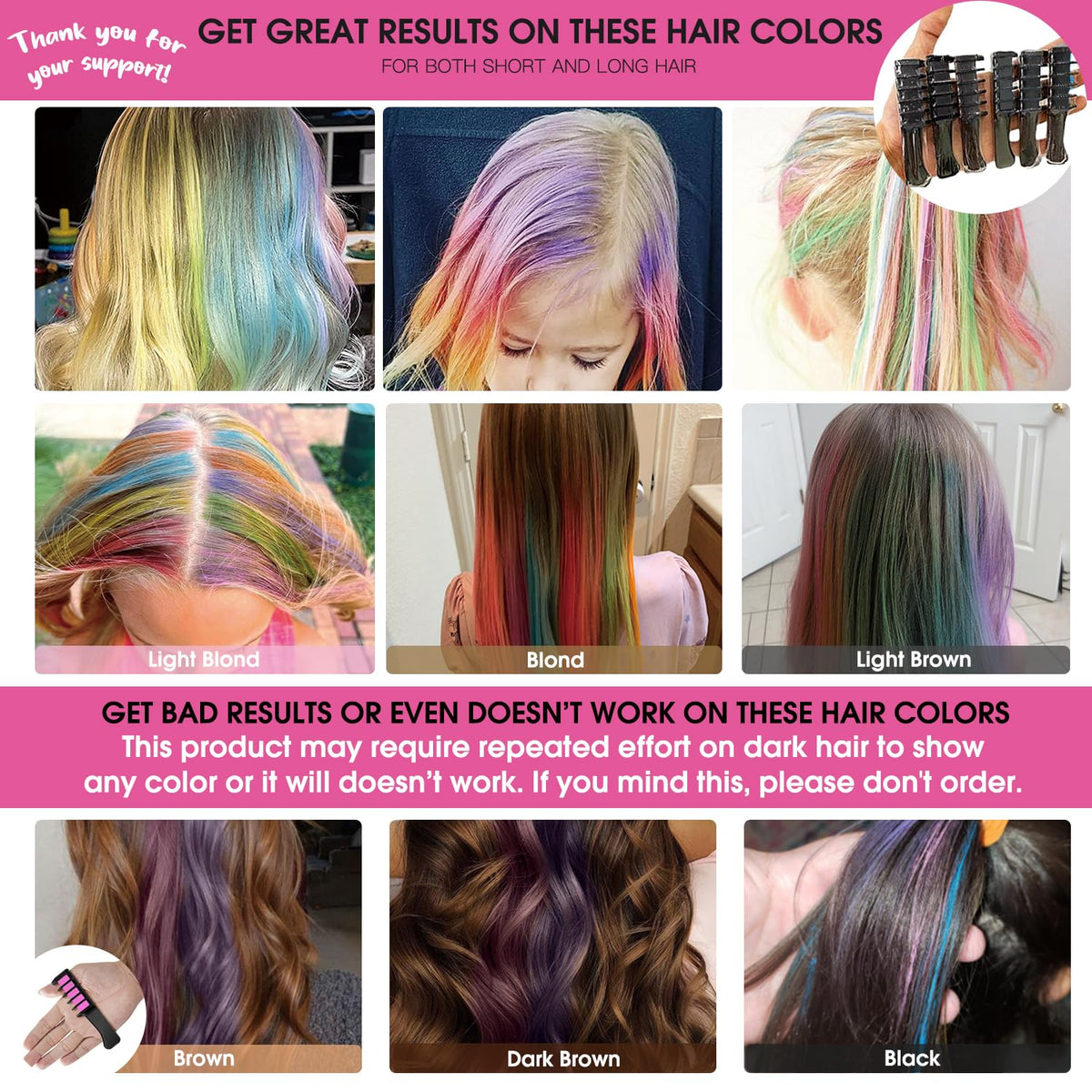 Close-up of MSDADA Hair Chalk Comb showing applicator