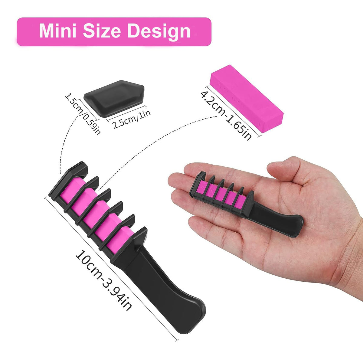 Close-up of MSDADA Hair Chalk Comb showing brush and colour