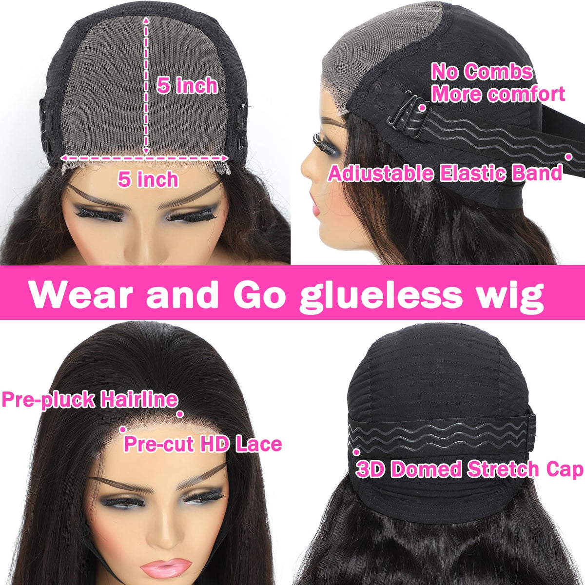 Close-up of MUZOJET Glueless Body Wave Wig Swiss HD lace