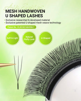 Close-up of NAGARAKU 3D U Lash Extensions showing U-shape design