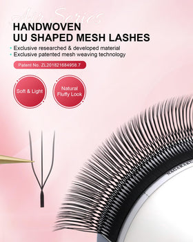 Close-up of NAGARAKU 3D UU Lash Extensions showing U shape