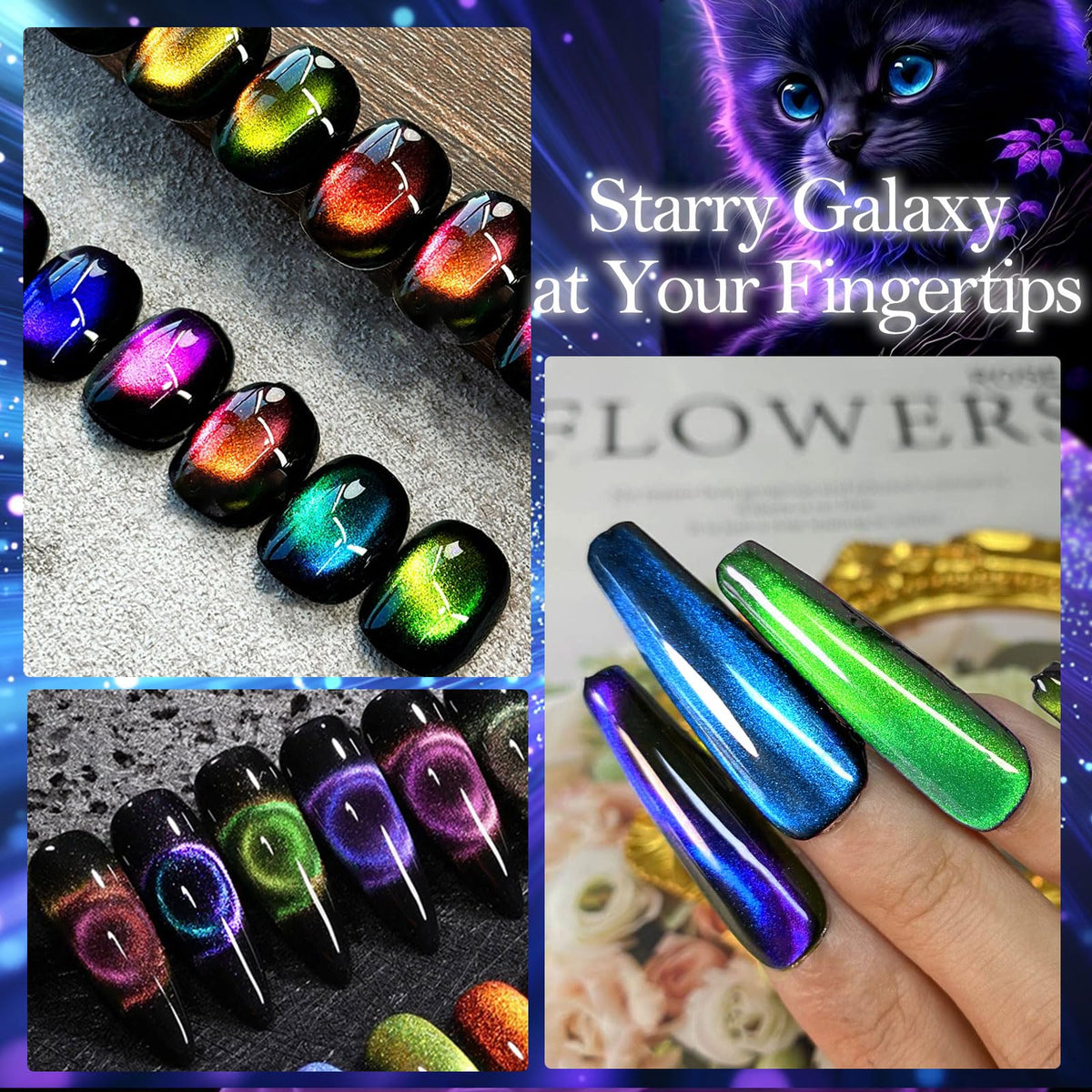 Close-up of NAIL GIL Cat Eye Gel Polish showing colour variations
