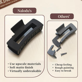 Close-up of Nalodu Large Square Hair Claw Clip's ribbed interior