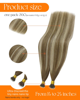 Close-up of Nano Rings on Sunny Hair Extensions