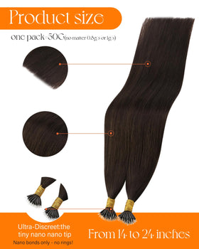 Close-up of Nano Rings on Sunny Hair Extensions