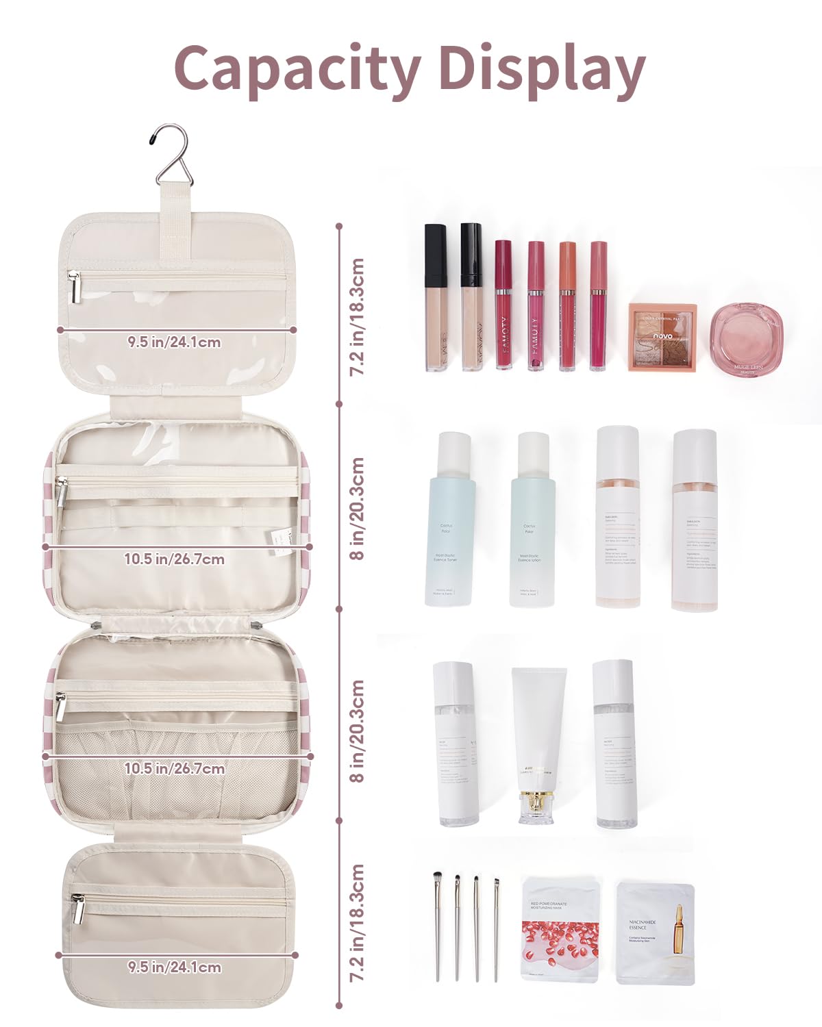 Close-up of Narwey Hanging Toiletry Bag's reliable zippers
