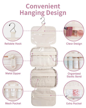 Close-up of Narwey Hanging Toiletry Bag zippers and fabric