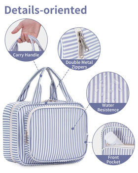 Close-up of Narwey Toiletry Bag's smooth lining and zippers