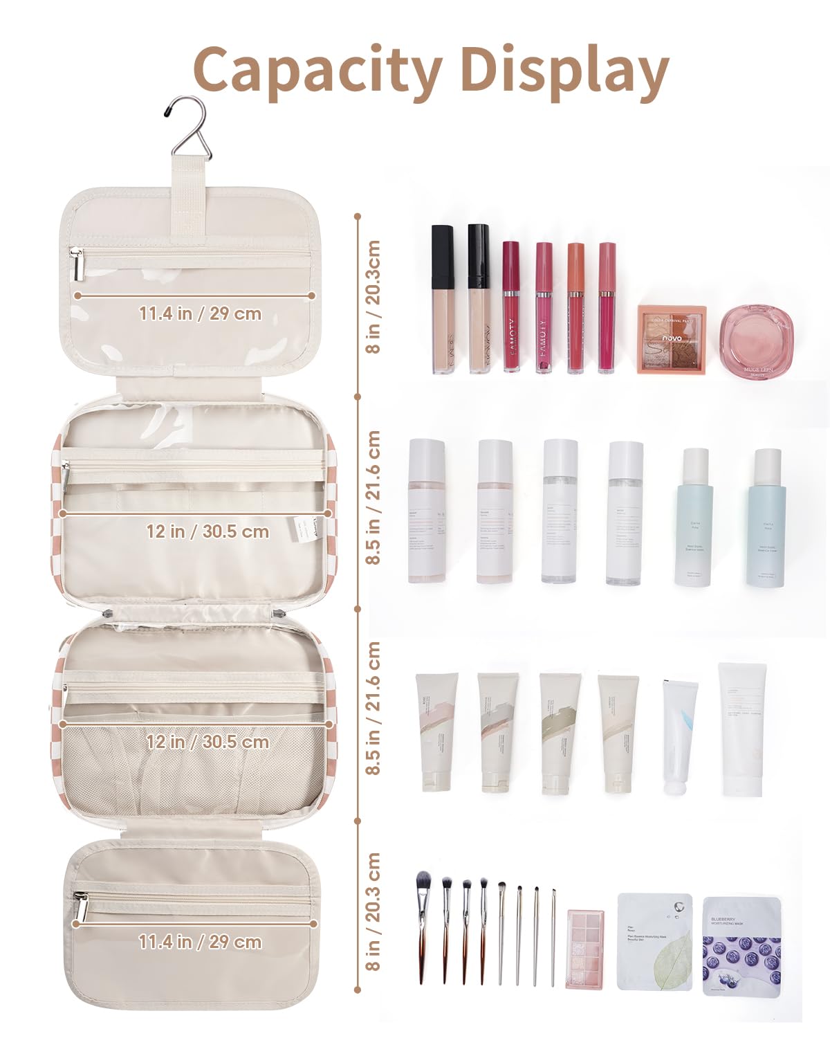 Close-up of Narwey Travel Toiletry Bag's durable fabric and zippers