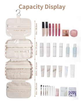 Close-up of Narwey Travel Toiletry Bag's durable fabric and zippers