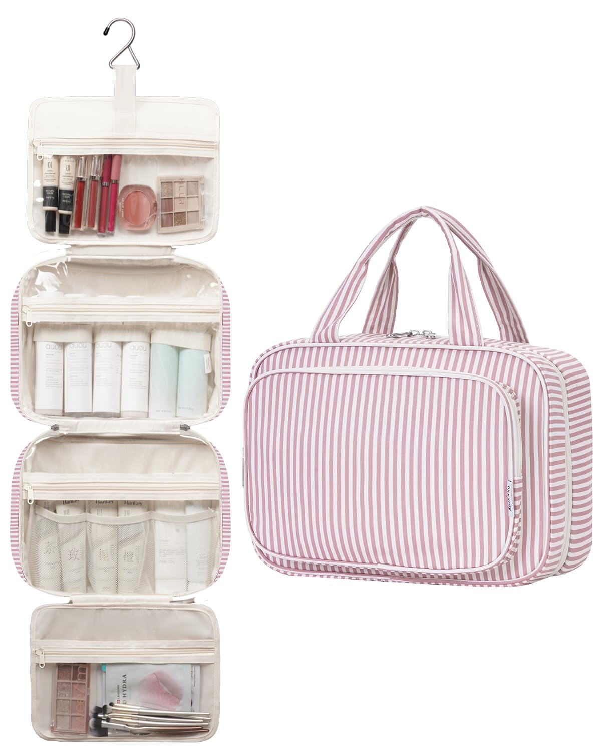 Close-up of Narwey Travel Toiletry Bag zippers and fabric