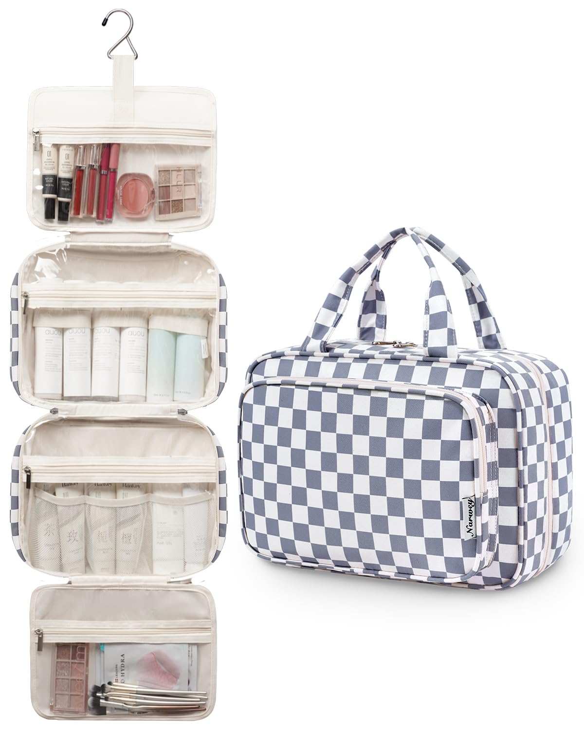 Close-up of Narwey Travel Toiletry Bag zippers and fabric