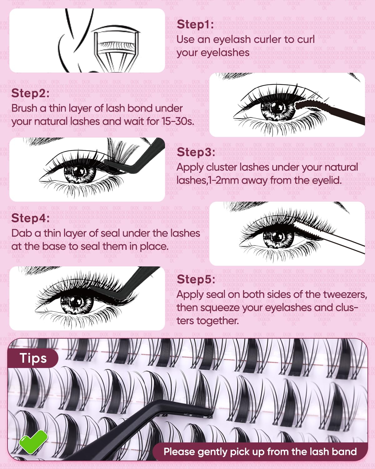 Close-up of natural look achieved with OKAYLOVE lash clusters