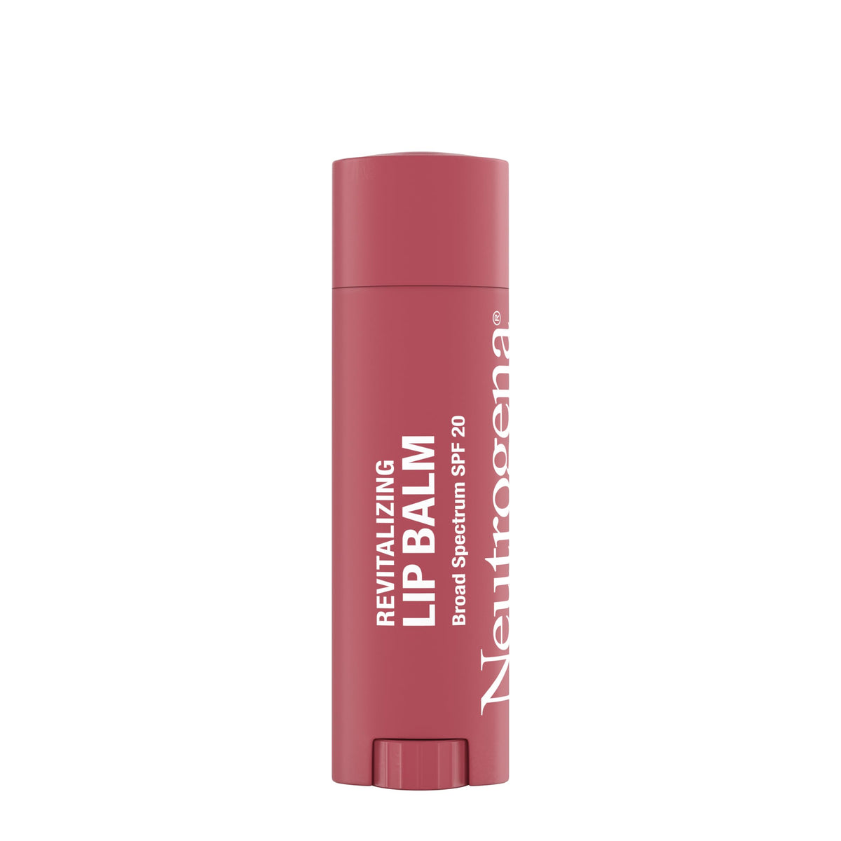 Close-up of Neutrogena Revitalizing Tinted Lip Balm showing SPF 20 label