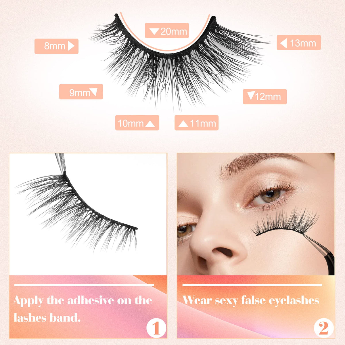 Close-up of Newcally Half Lashes showing wispy texture