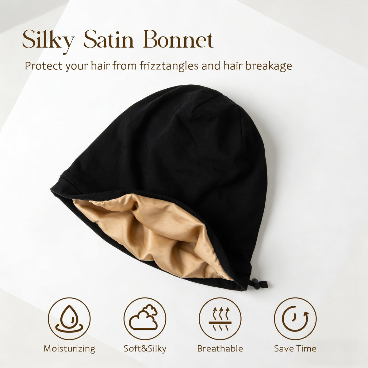 Close-up of NICPOO adjustable silk bonnet strap