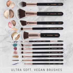Close-up of Niré makeup brushes showing soft bristles