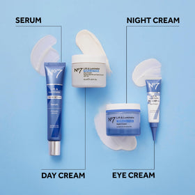 Close-up of No7 Lift & Luminate Face Cream jar