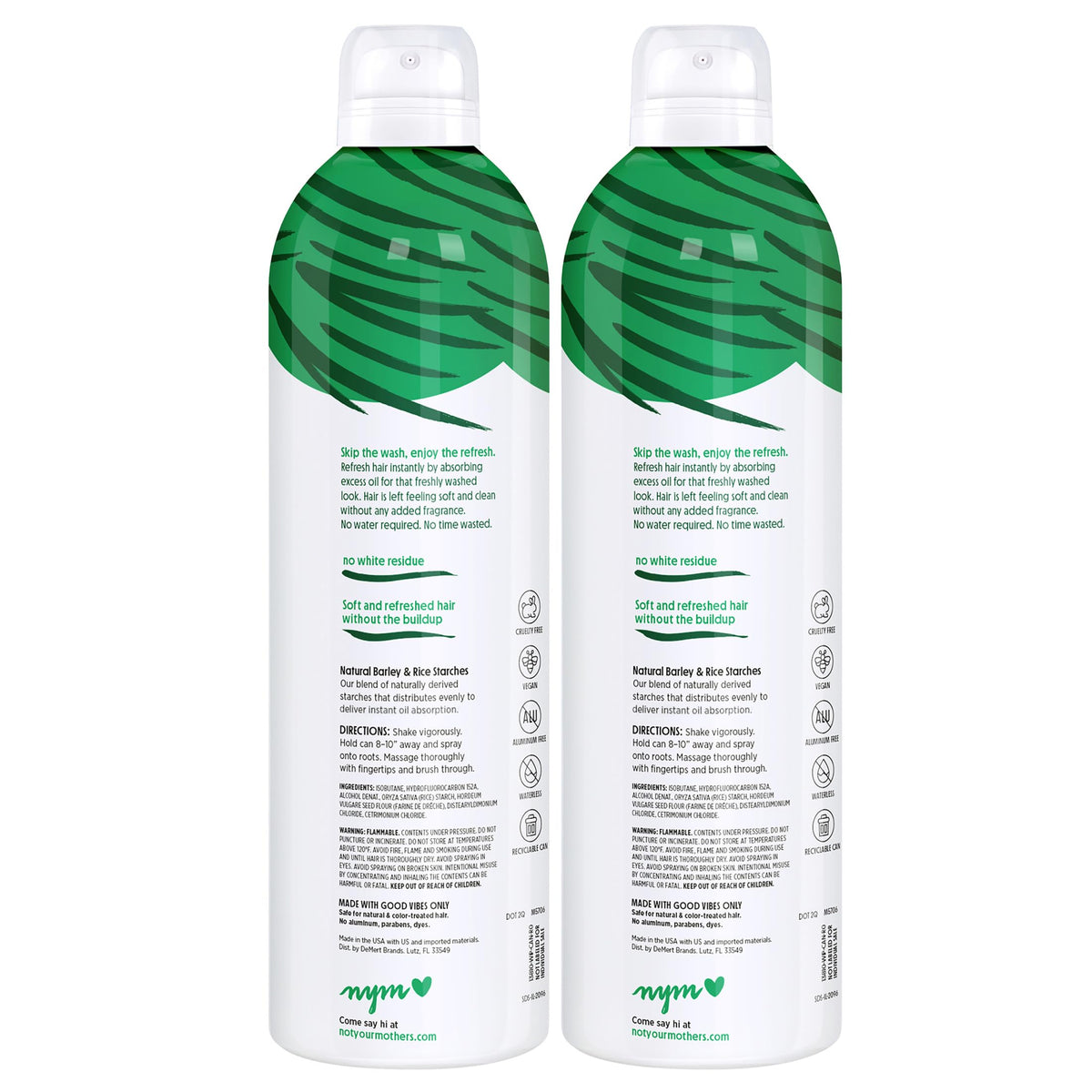 Close-up of Not Your Mother's Jumbo Dry Shampoo nozzle and spray