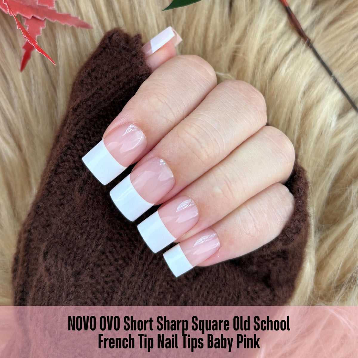 Close-up of NOVO OVO Baby Pink nail tips showing cuticle end