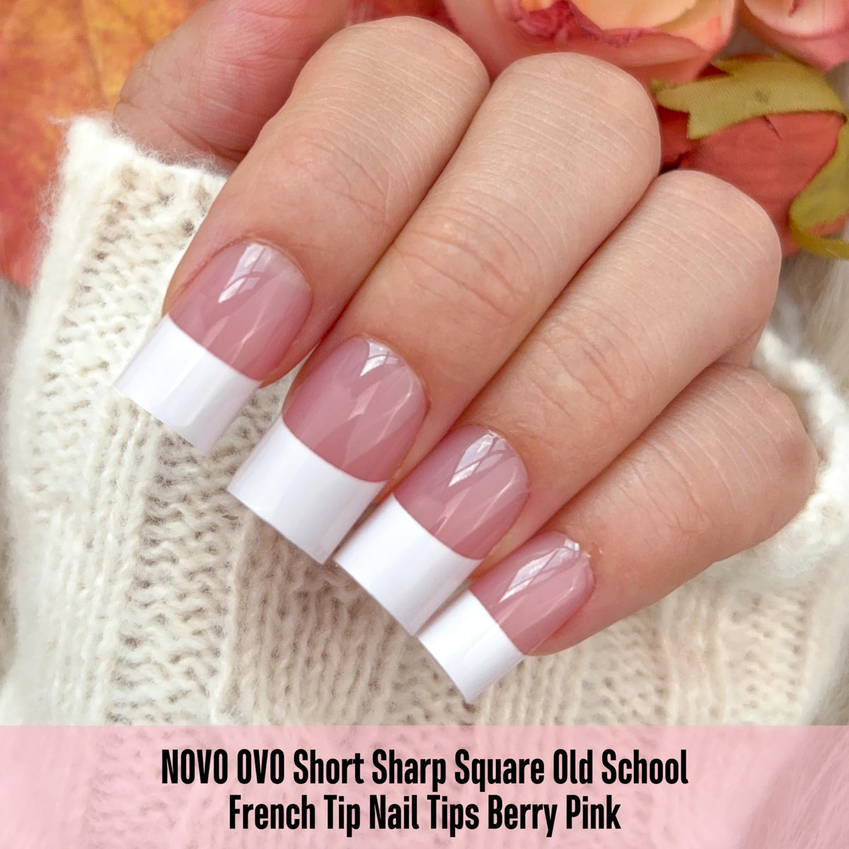Close-up of NOVO OVO BERRY PINK nail tips showing thickness