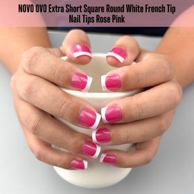Close-up of NOVO OVO French Tip Nail Tips showing size variety